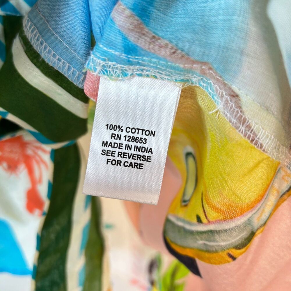 Lucky & Coco NWOT Women's Vibrant Tropical Patchwork Button Front LS Shirt Sz XL - Picture 12 of 15